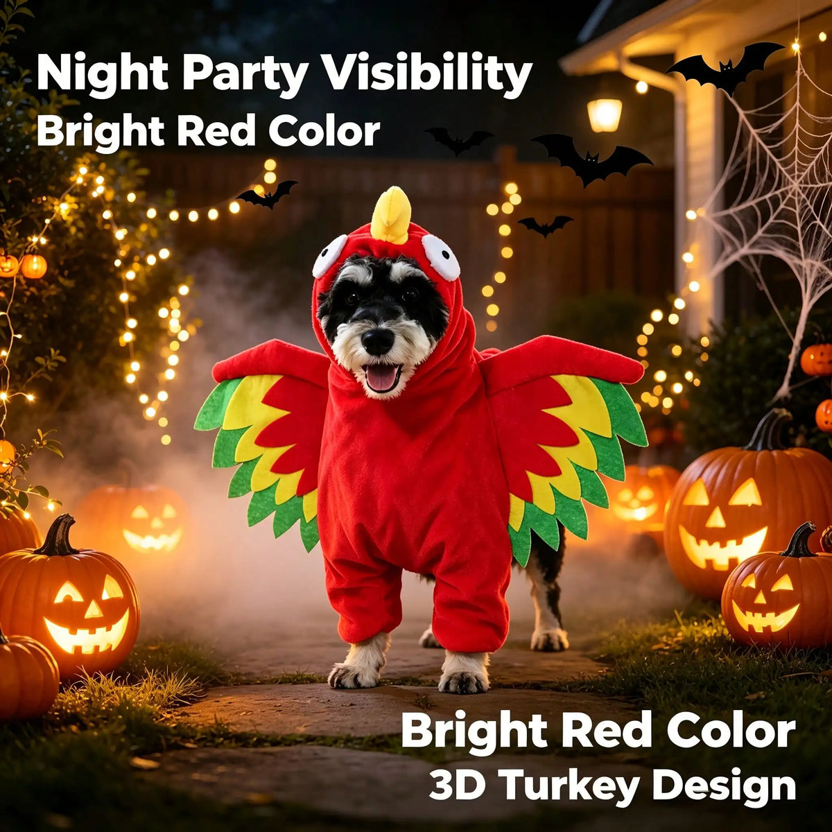 Halloween Pet Turkey Standing Costume With Feather Wings