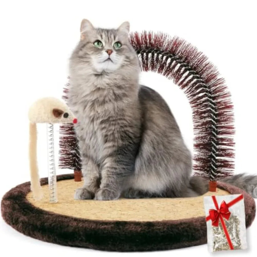 Cat Arch Self Grooming Brush With Wooden Scratching Pad