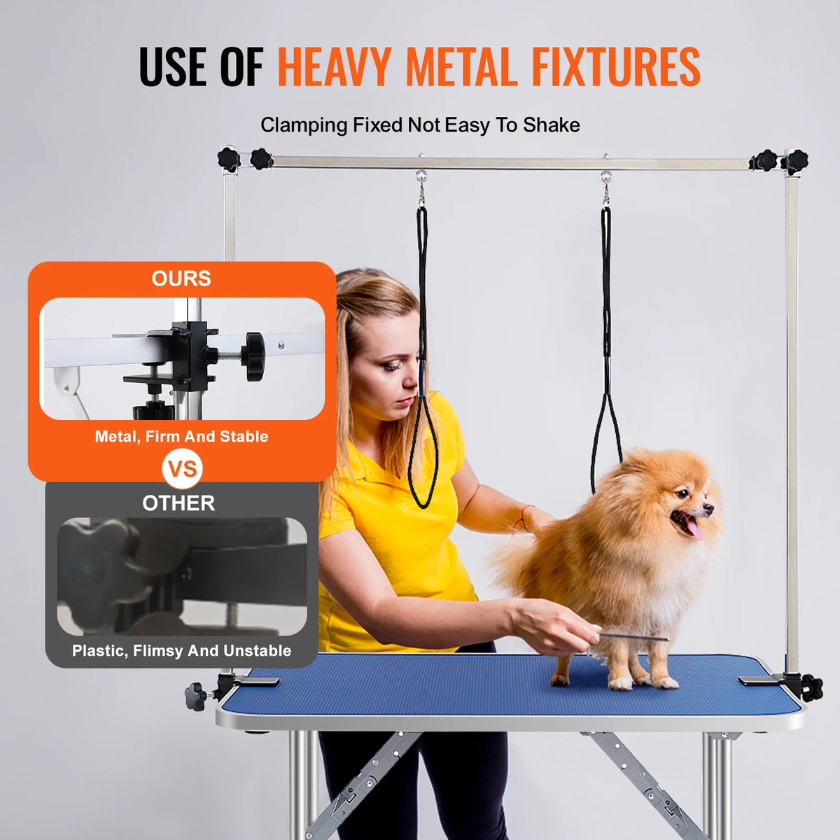 Stainless Steel Foldable Pet Grooming Table With Safety Arm