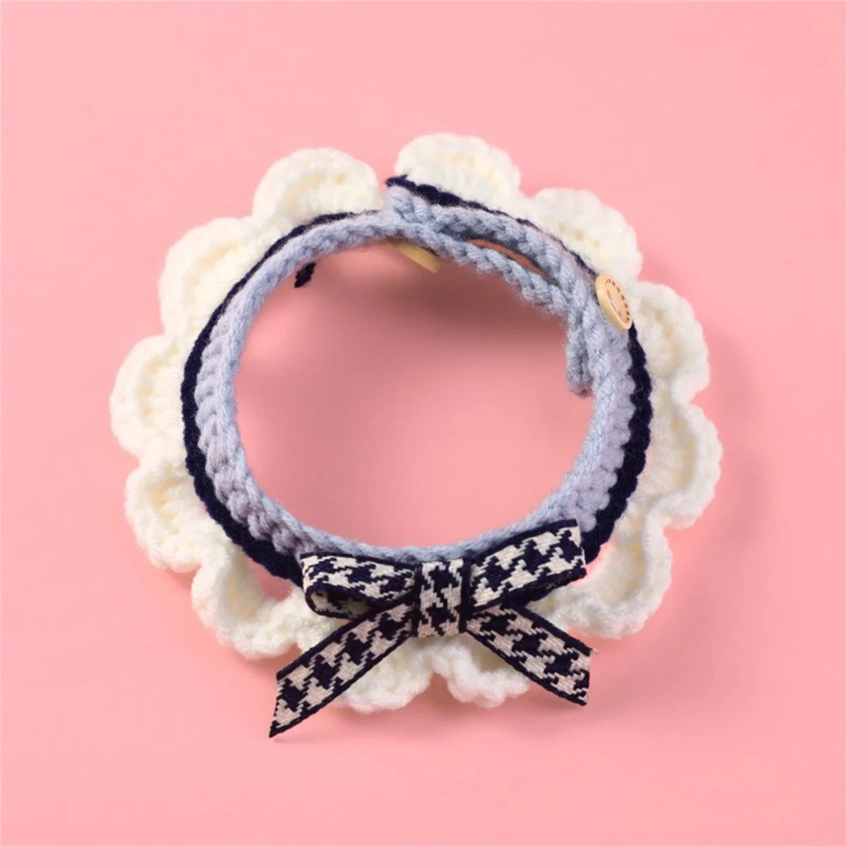 Adjustable Knitted Bow Knot Pet Collar For Cats And Puppies