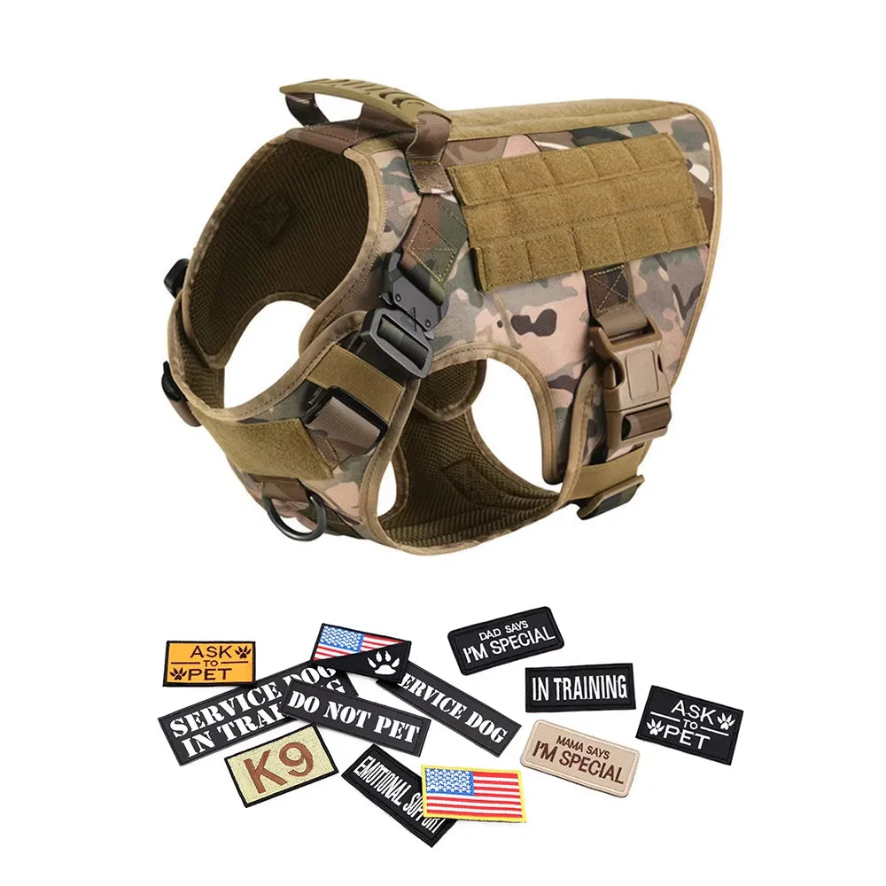 Petavel Tactical Dog Harness Vest Padded Nylon Quick Release Set