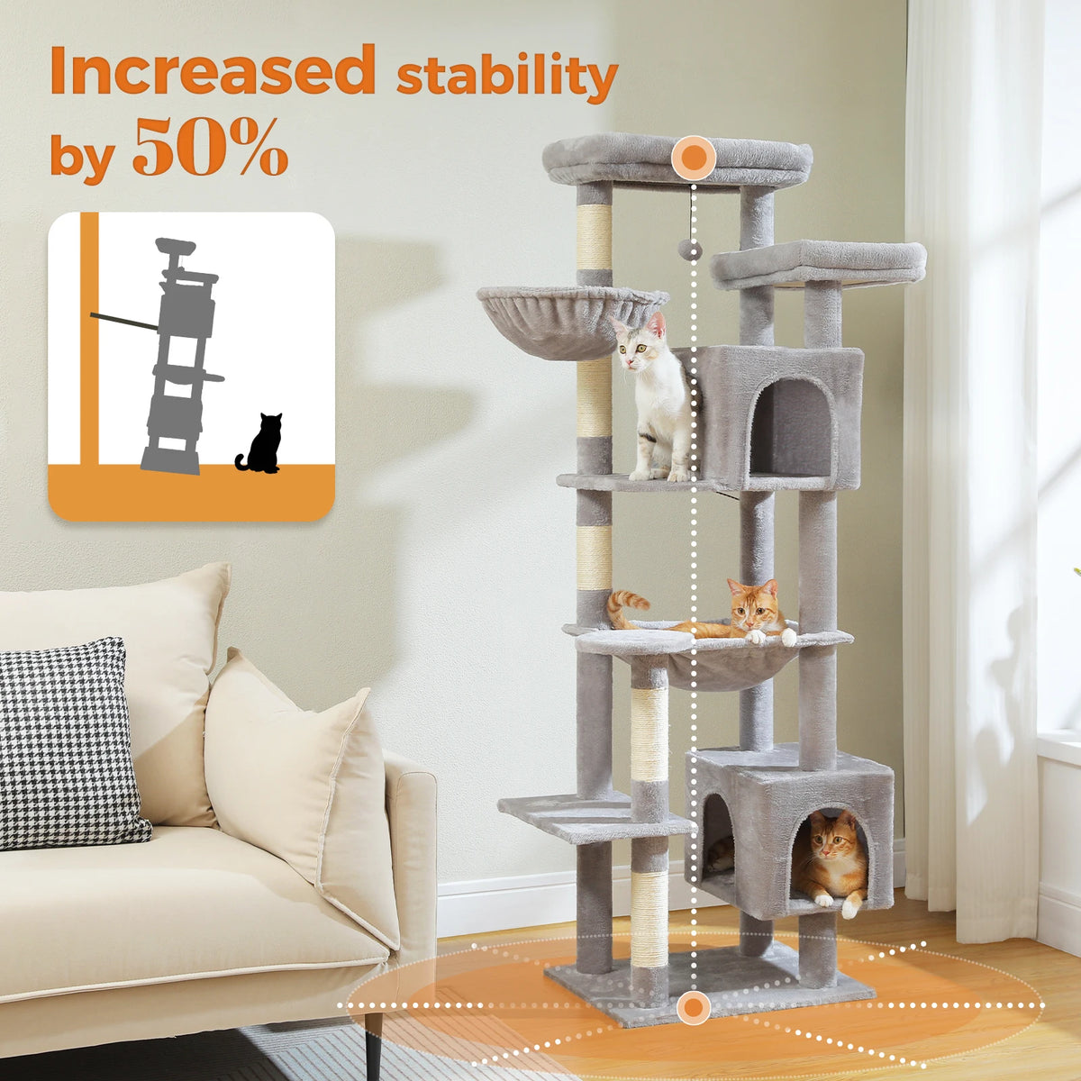 PAWZ Road Multi Tier Cat Tree With Hammock And Posts
