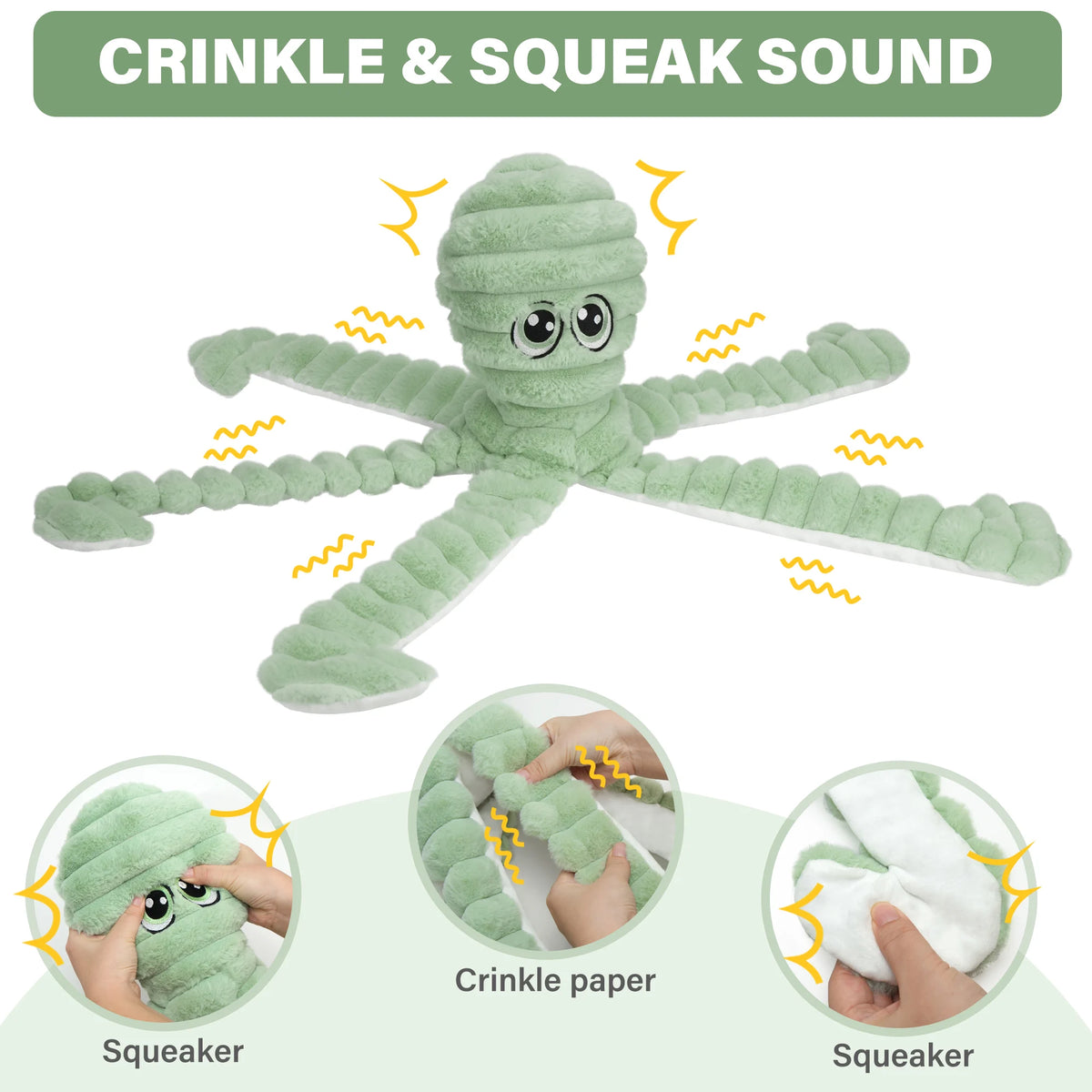 Octopus Squeaky Plush Dog Toy Interactive Dental Chew Fun