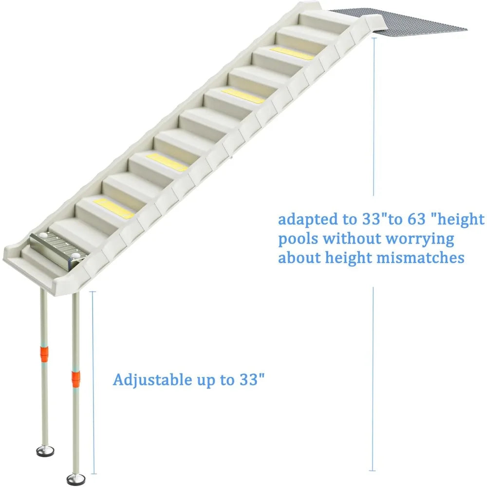 Foldable Dog Pool Ramp With Adjustable Legs For Safe Access