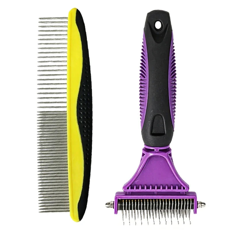 Two-Sided Pet Grooming Comb And Brush For Dogs And Cats