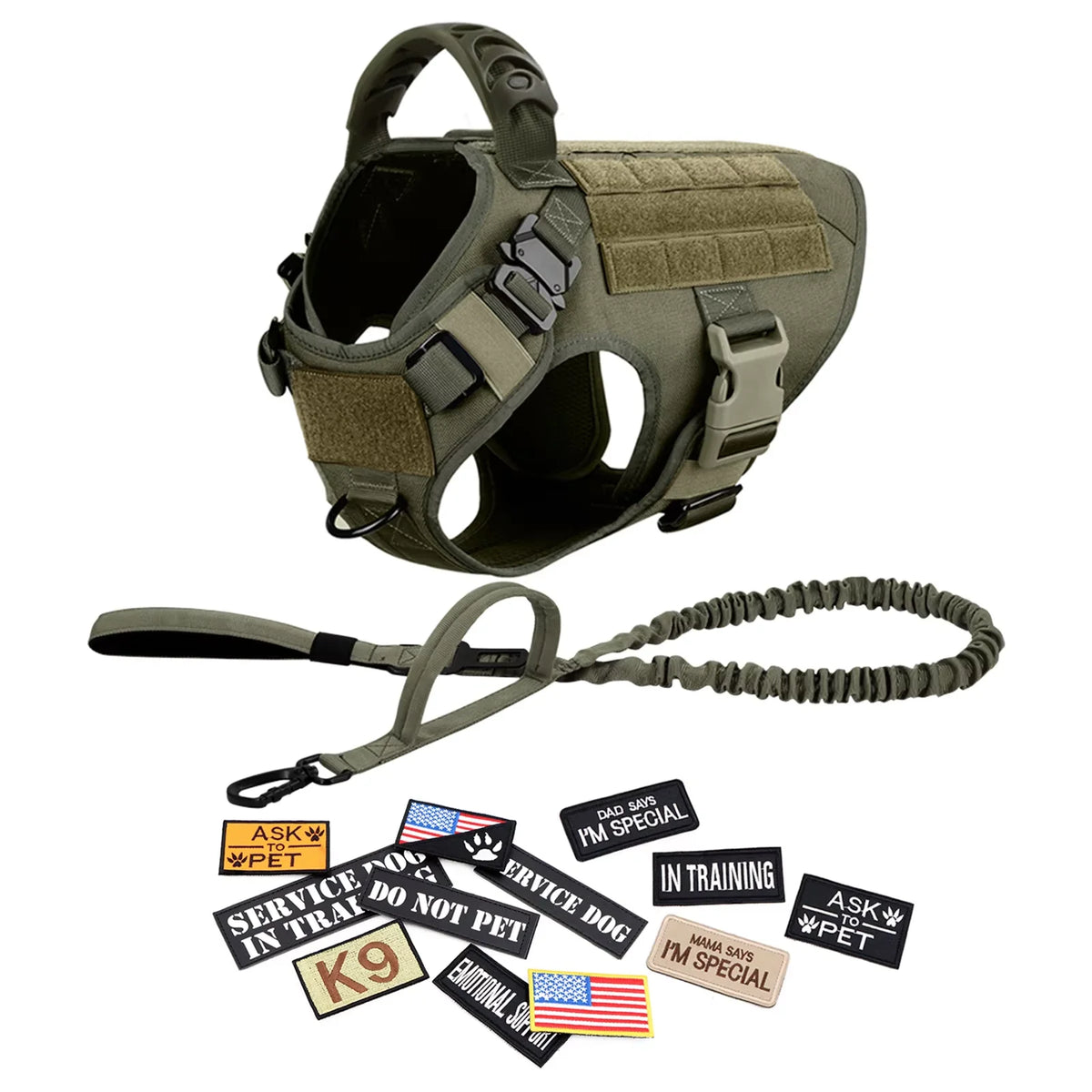 Petavel Tactical Dog Harness Vest Padded Nylon Quick Release Set