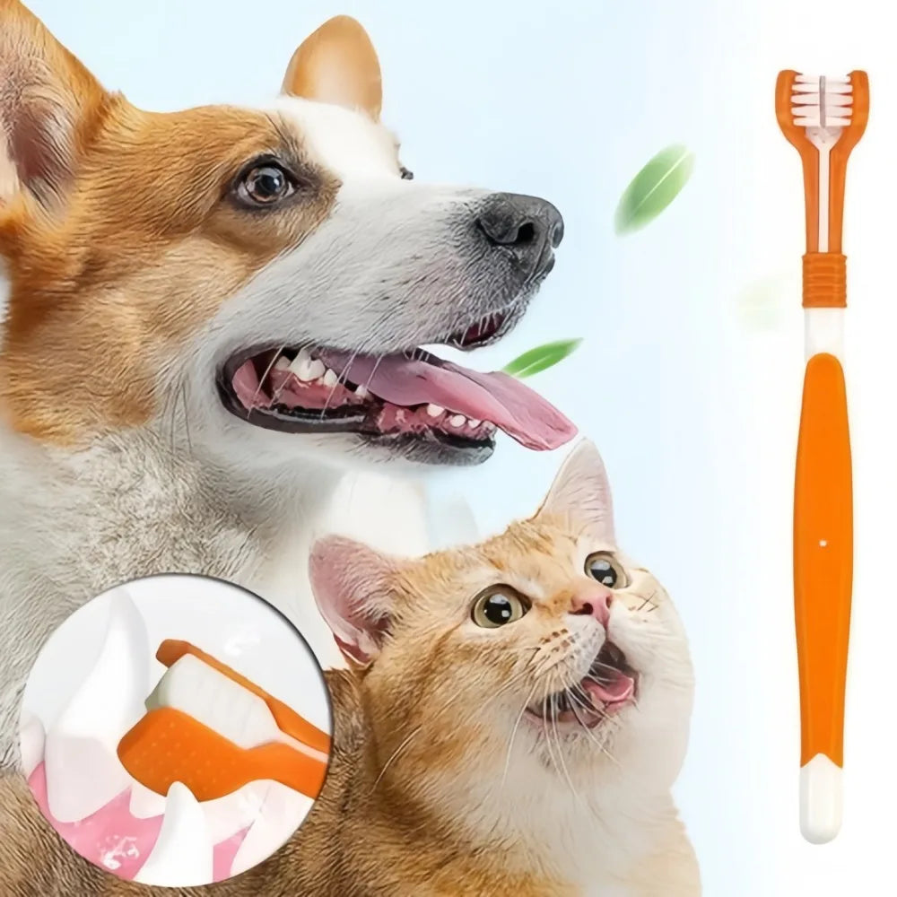 Three Sided Pet Toothbrush For Dogs And Cats Dental Cleaning