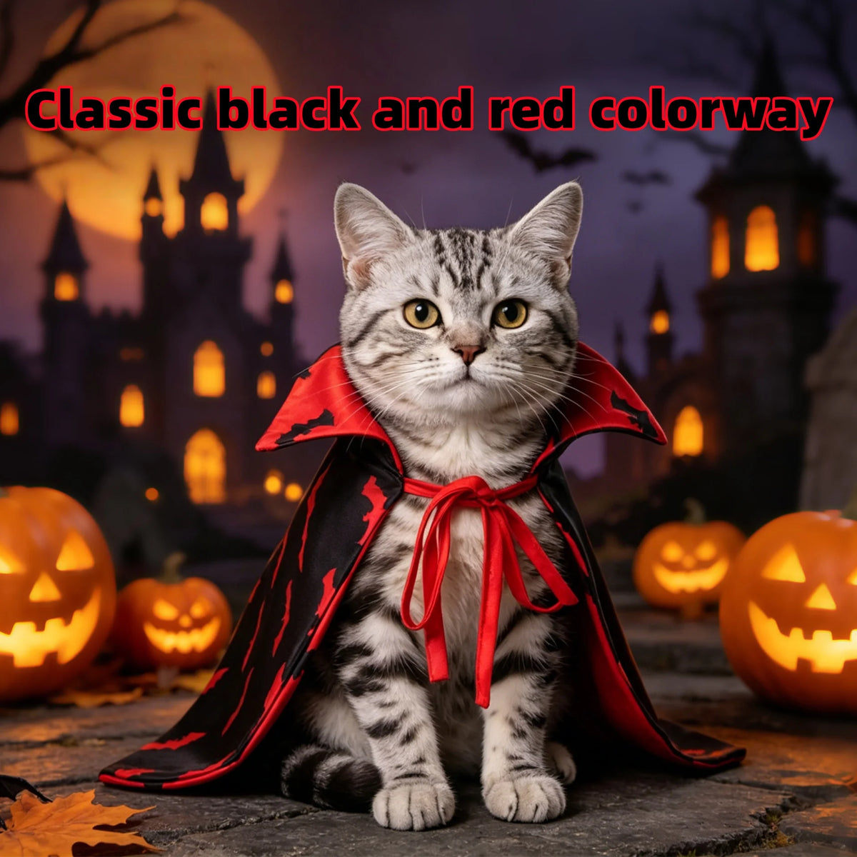 Reversible Bat Vampire Pet Cape Costume For Cats And Dogs
