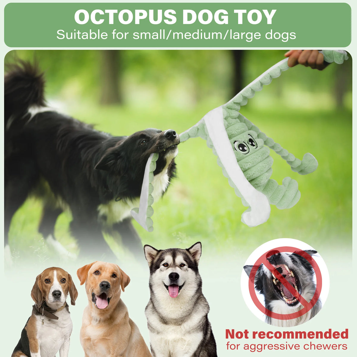 Octopus Squeaky Plush Dog Toy Interactive Dental Chew Fun