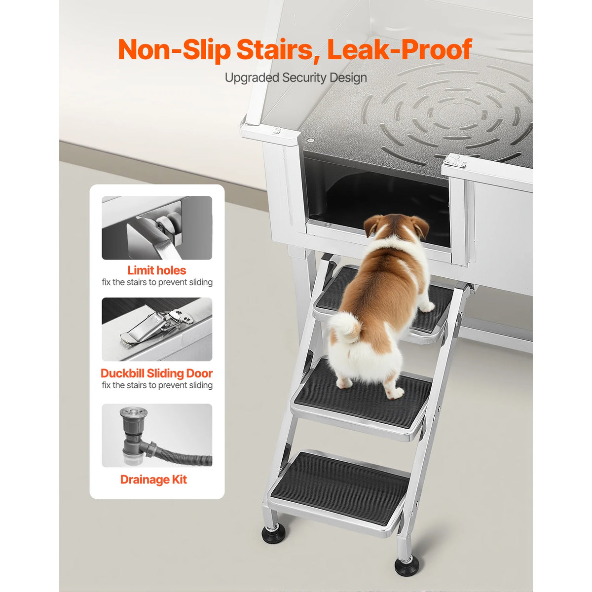Stainless Steel Dog Washing Station With Grooming Tub And Shower