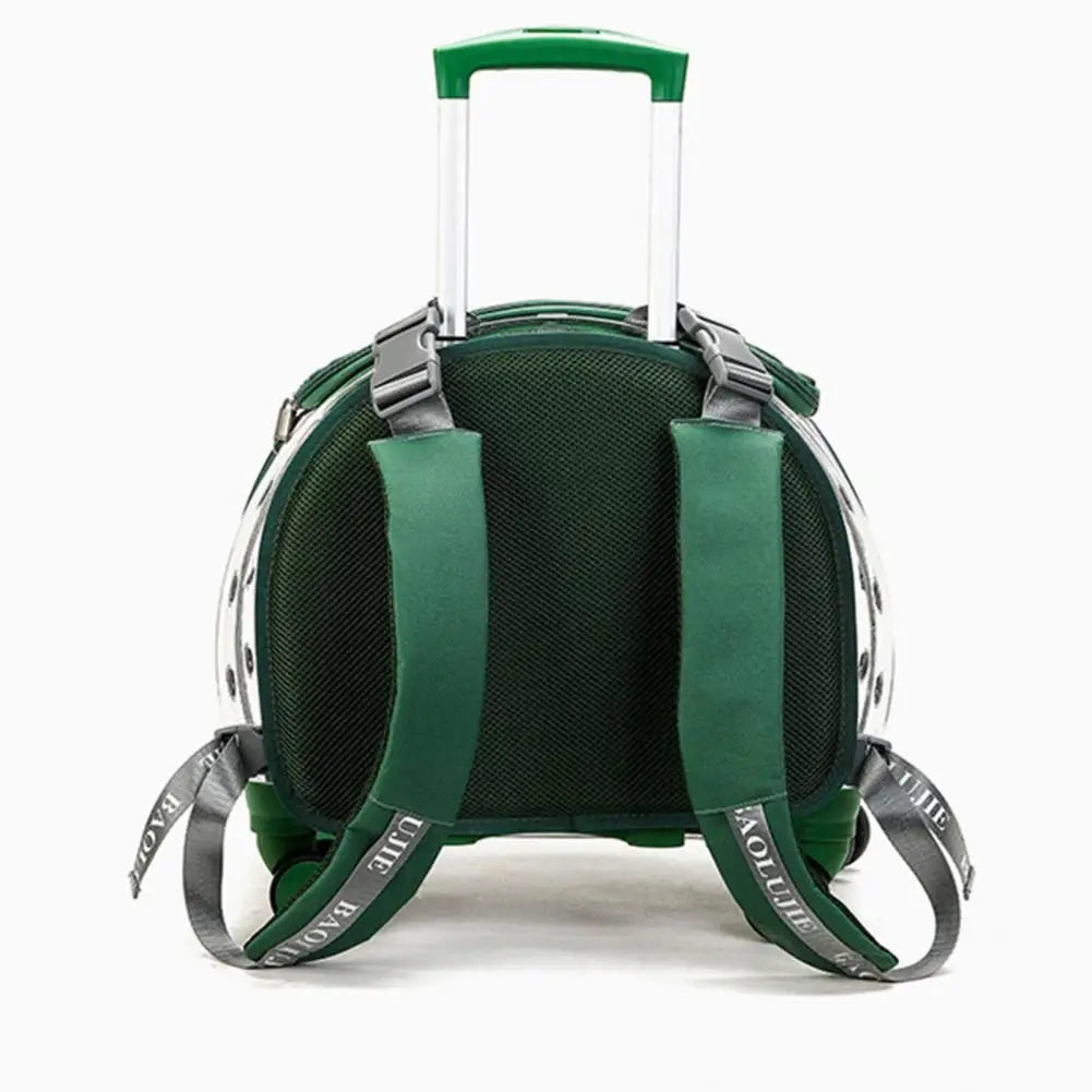 Pet Trolley Carrier Backpack With Ventilation And Silent Wheels