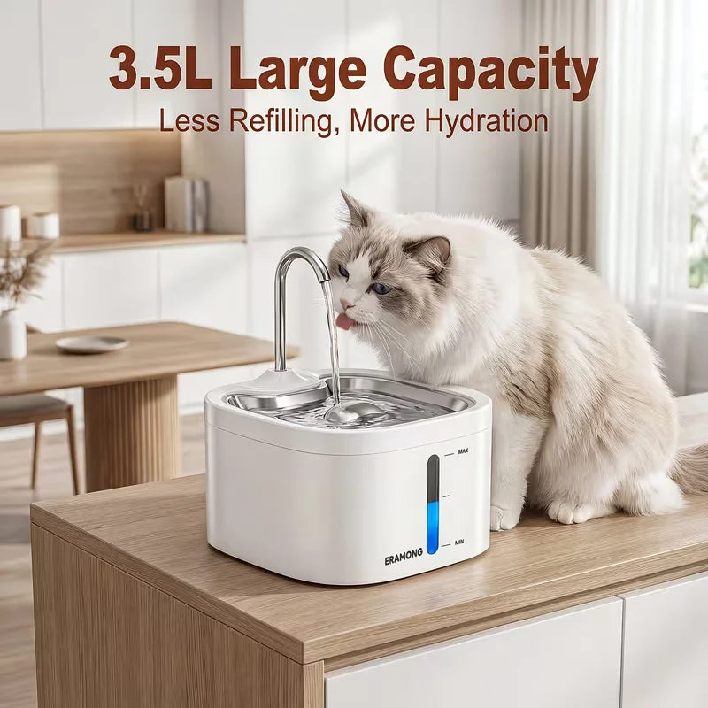 Automatic Rechargeable Stainless Steel Drinking Fountain For Cats