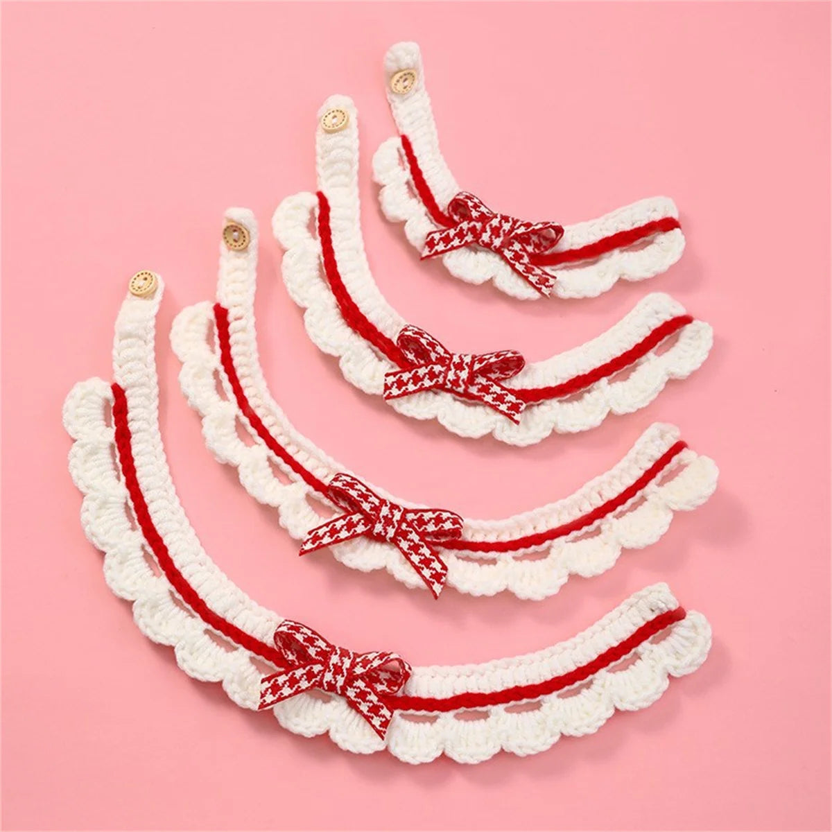 Adjustable Knitted Bow Knot Pet Collar For Cats And Puppies