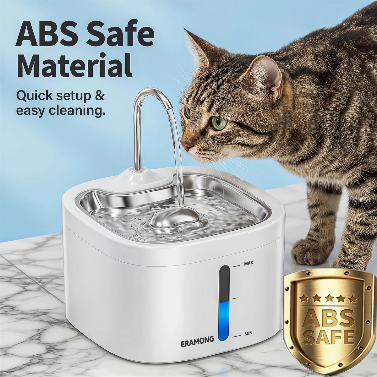 Automatic Rechargeable Stainless Steel Drinking Fountain For Cats