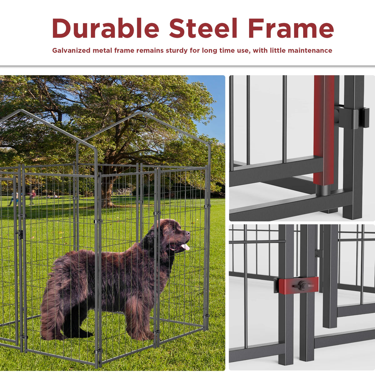 Metal Welded Wire Dog Kennel With Protective Waterproof Cover