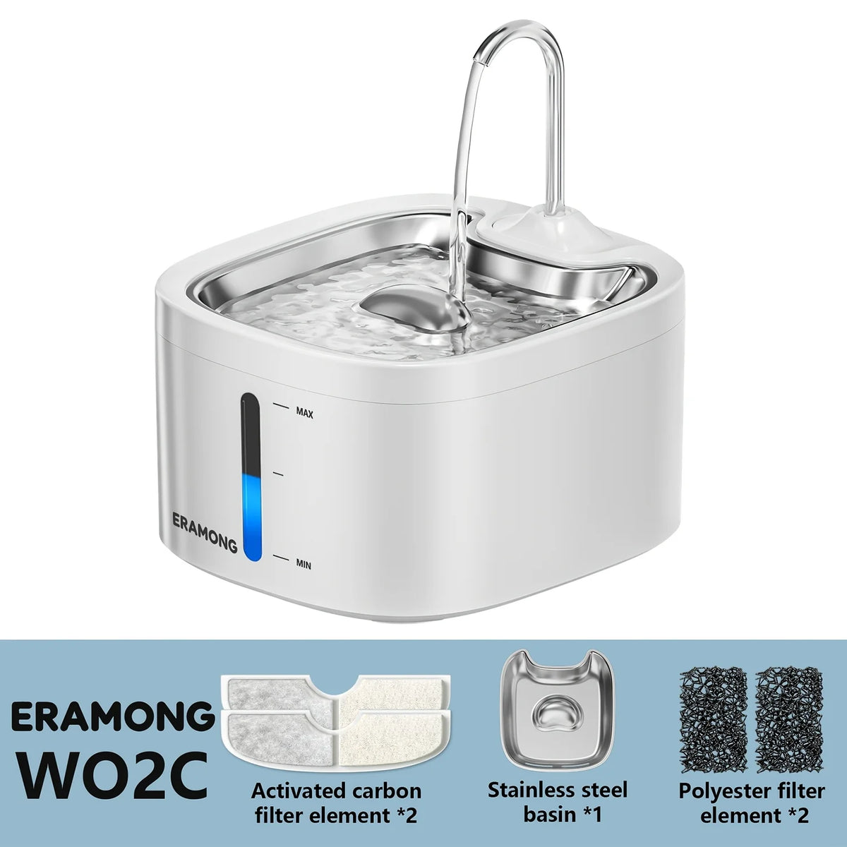 Automatic Rechargeable Stainless Steel Drinking Fountain For Cats
