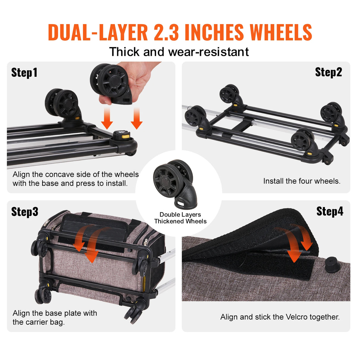 Breathable Four Wheel Pet Carrier Backpack With Telescopic Handle
