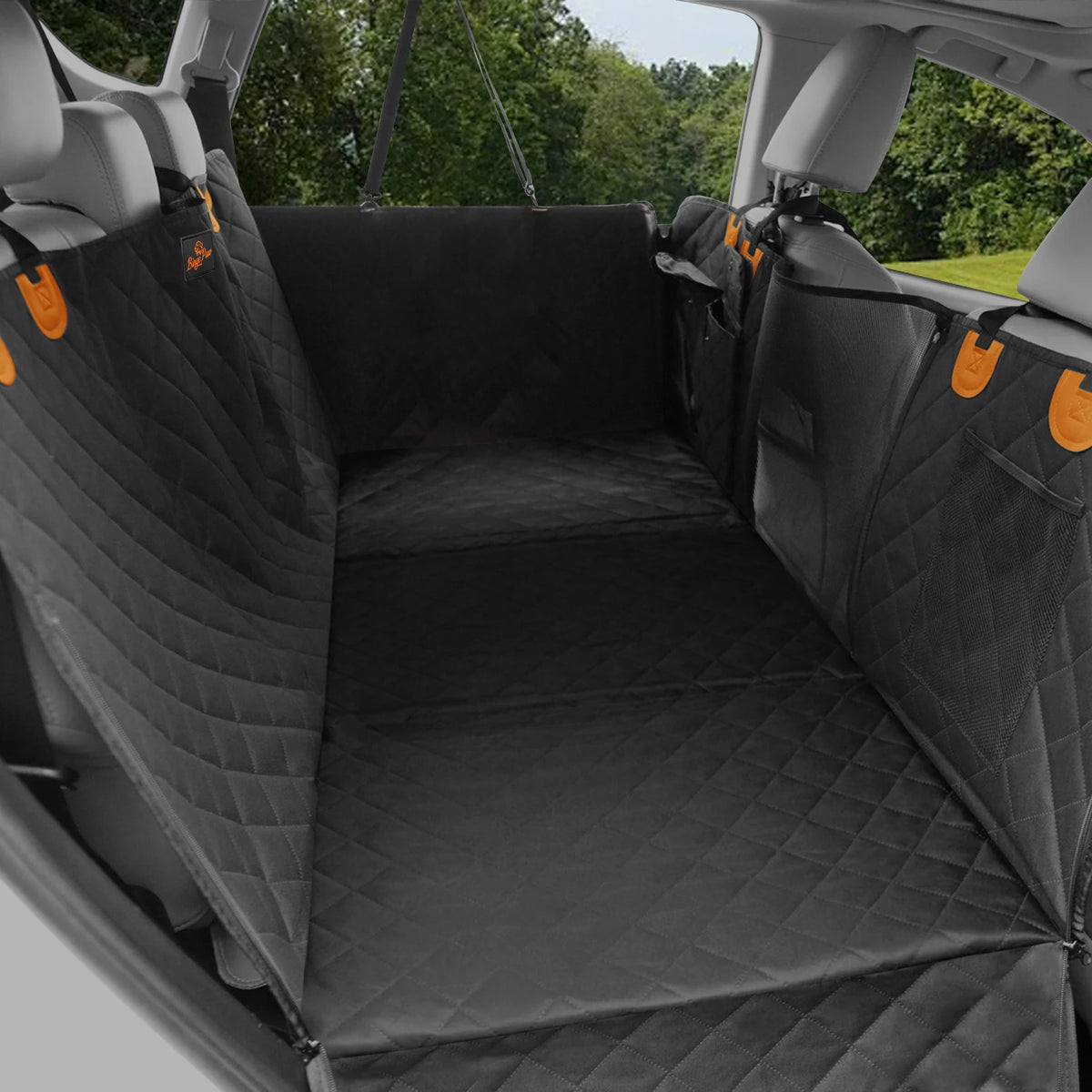 Borwart Waterproof Dog Car Seat Cover With Mesh Storage Pocket