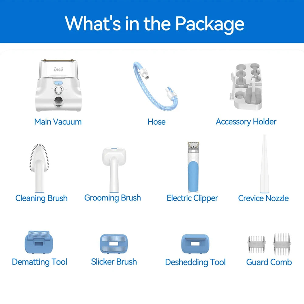 Inse P30 Pet Grooming Vacuum With Professional Clipper Set