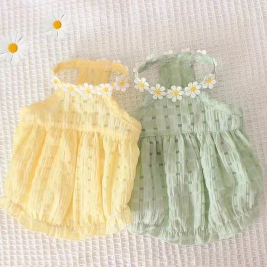 Breathable Floral Collar Pet Dress For Small Dogs And Cats