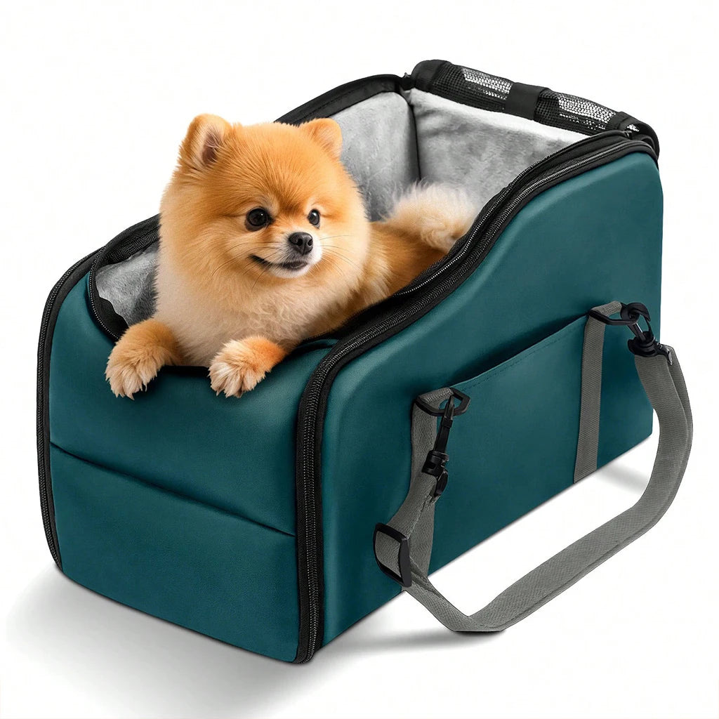 Portable Pet Car Seat With Safety Leash Non Slip Base