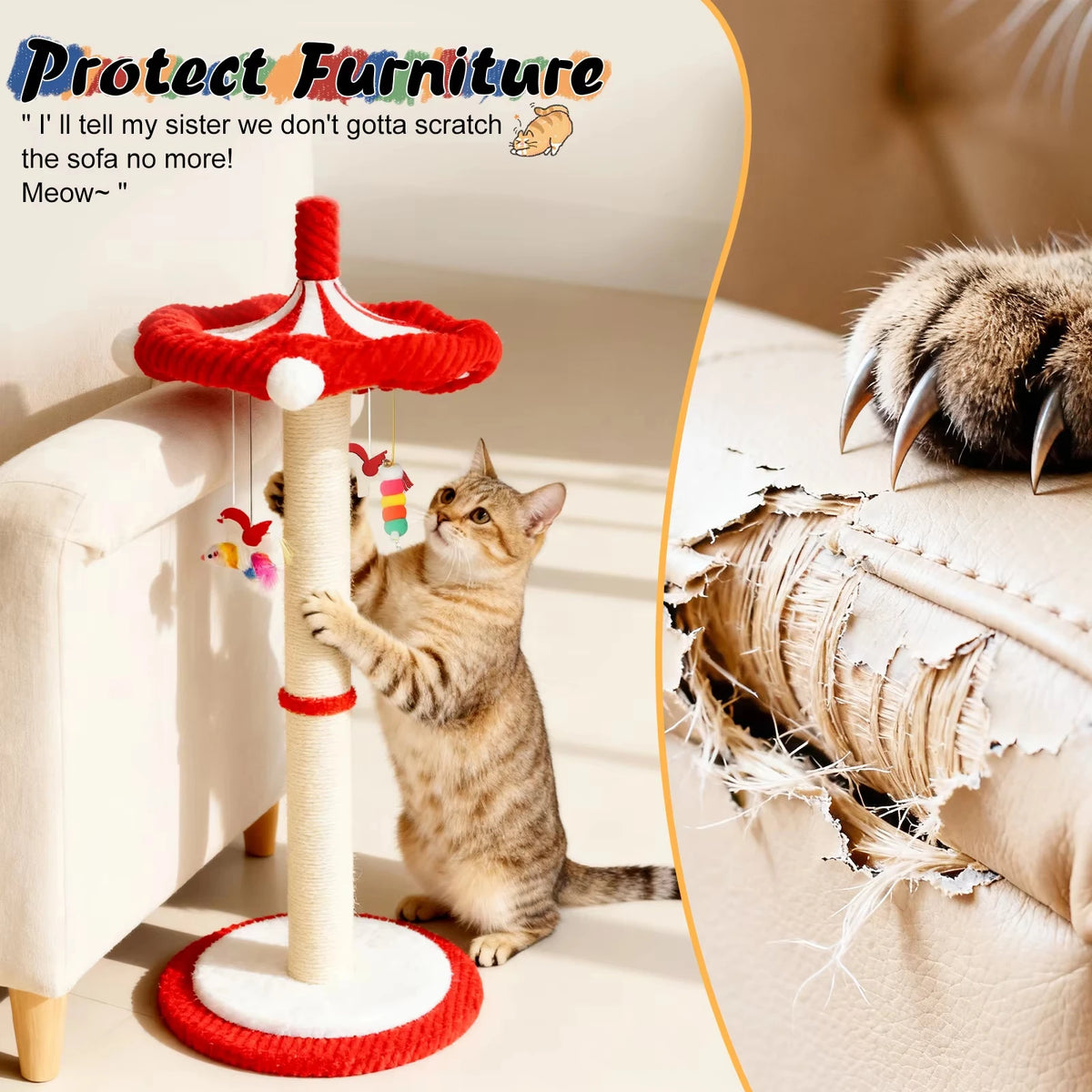 CWV Carousel Cat Tree With Rotating Feathers Interactive Scratching Post
