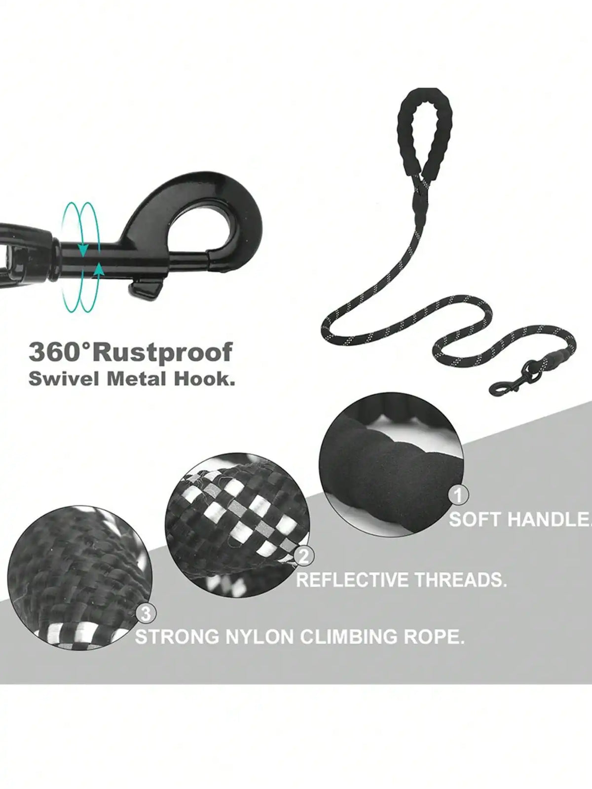 Reflective Nylon Dog Leash With Foam Handle For Secure Walking
