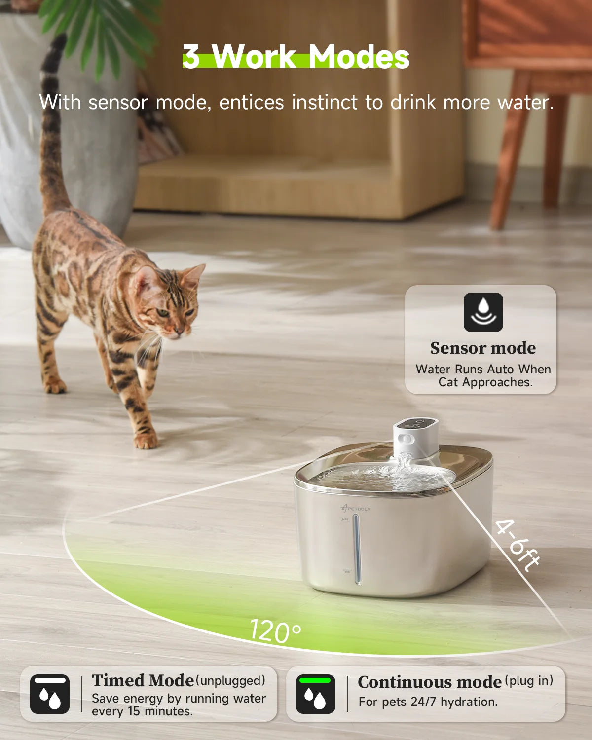 APETDOLA Wireless Auto Sensor Pet Water Drinking Fountain