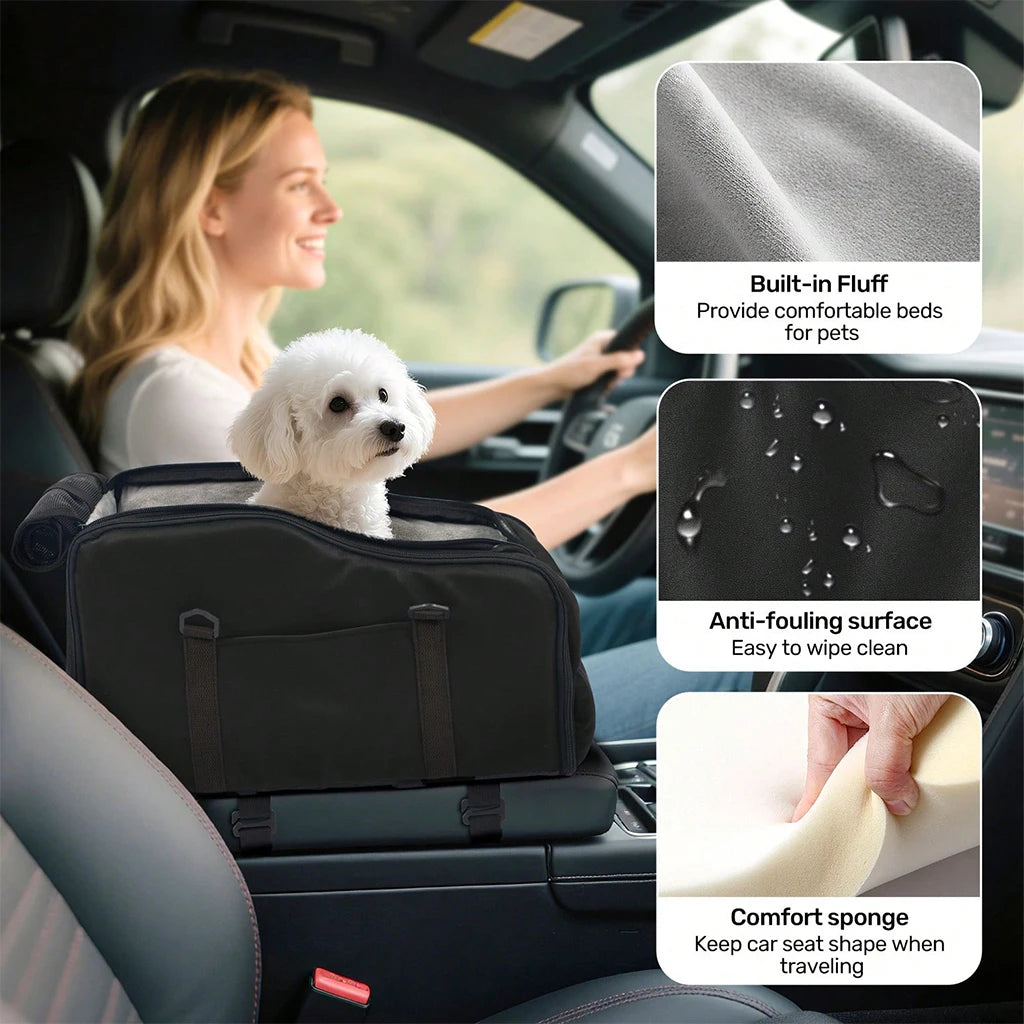 Portable Pet Car Seat With Safety Leash Non Slip Base