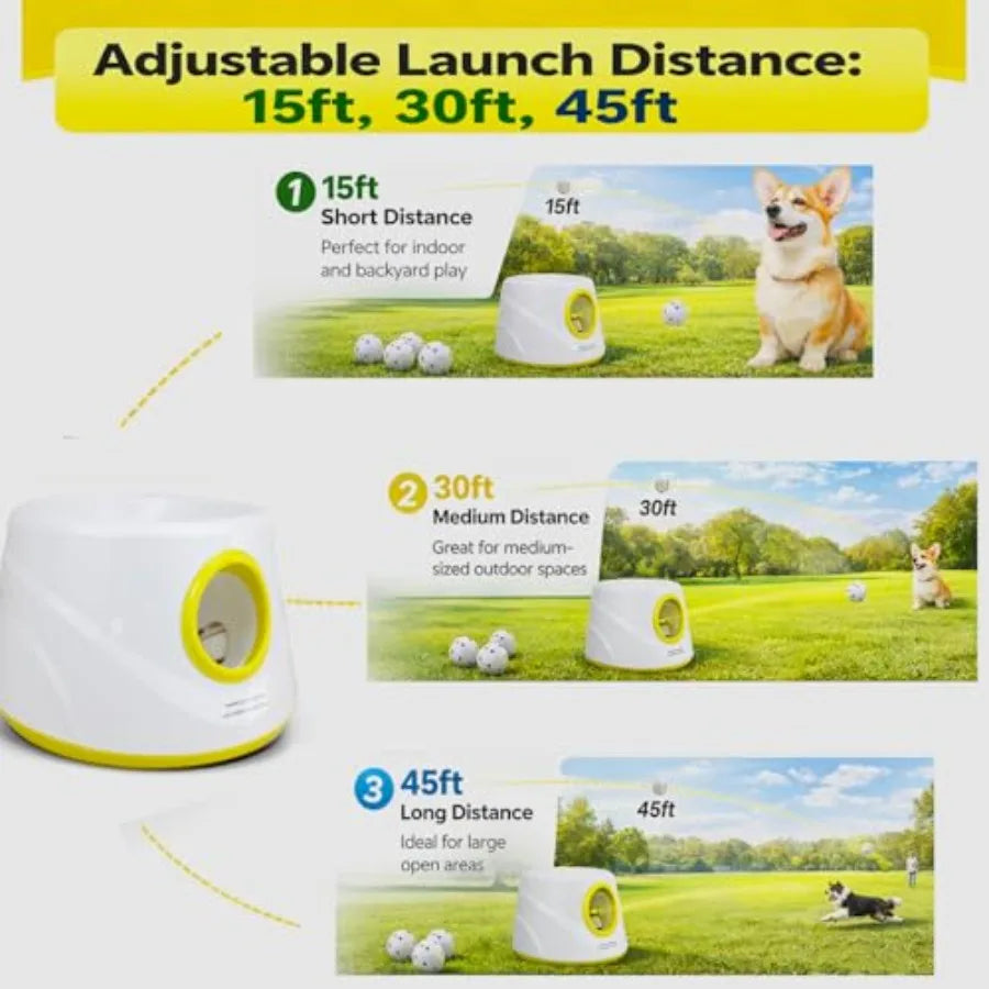 Automatic Rechargeable Dog Ball Launcher With Adjustable Distances