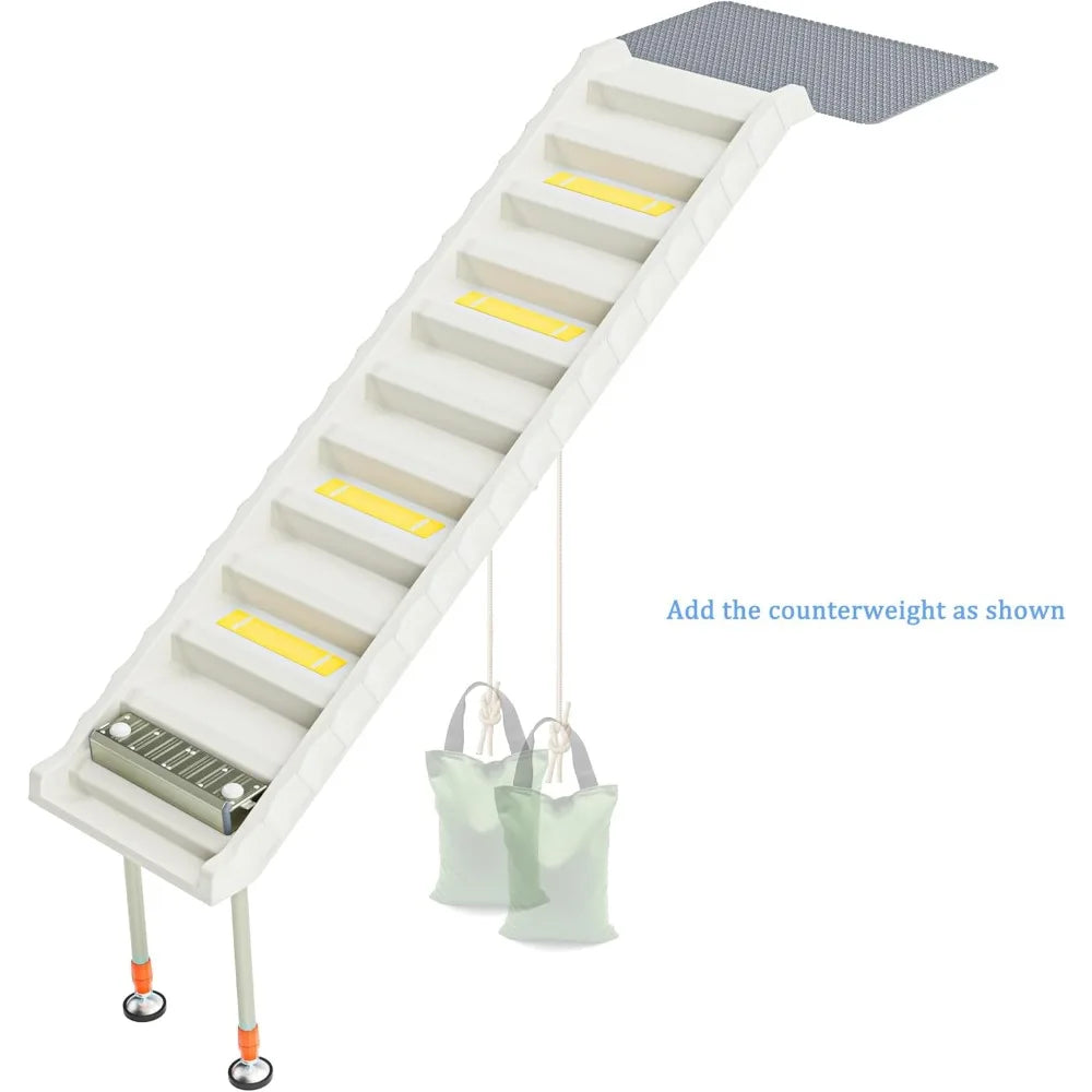 Foldable Dog Pool Ramp With Adjustable Legs For Safe Access